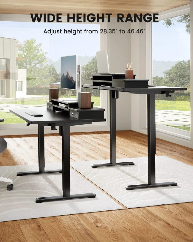Electric Adjustable Height Standing Desk Computer Table with Drawers