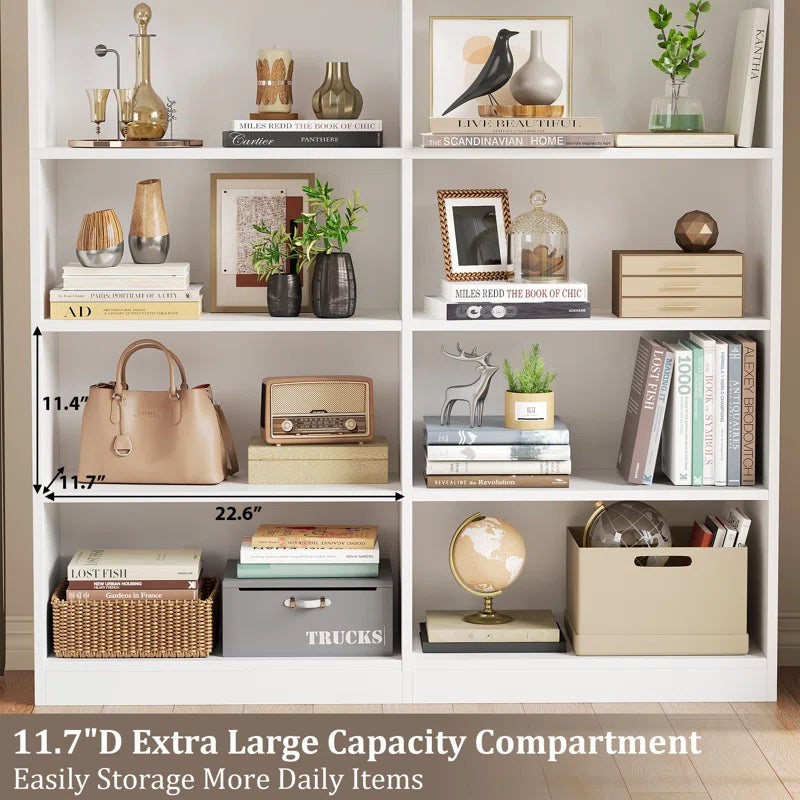 74.3"H X 47.2"W Wood Double 6-Tier Standard Bookcase
