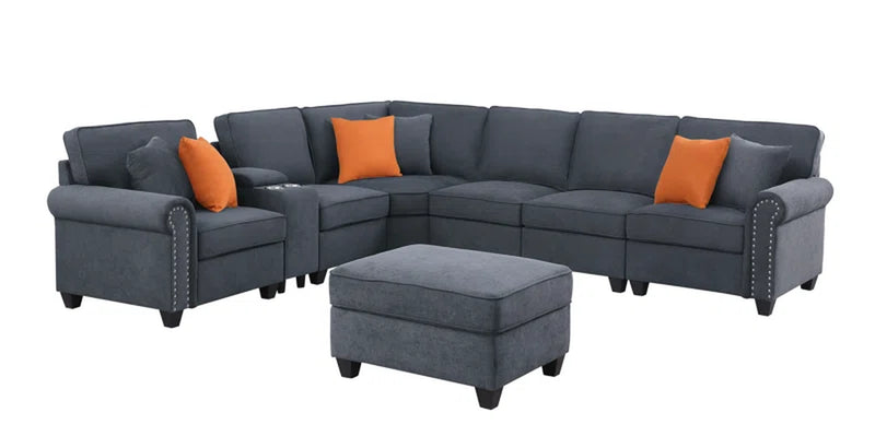 Kettner 136.35" Wide Reversible Modular Corner Sectional with Ottoman