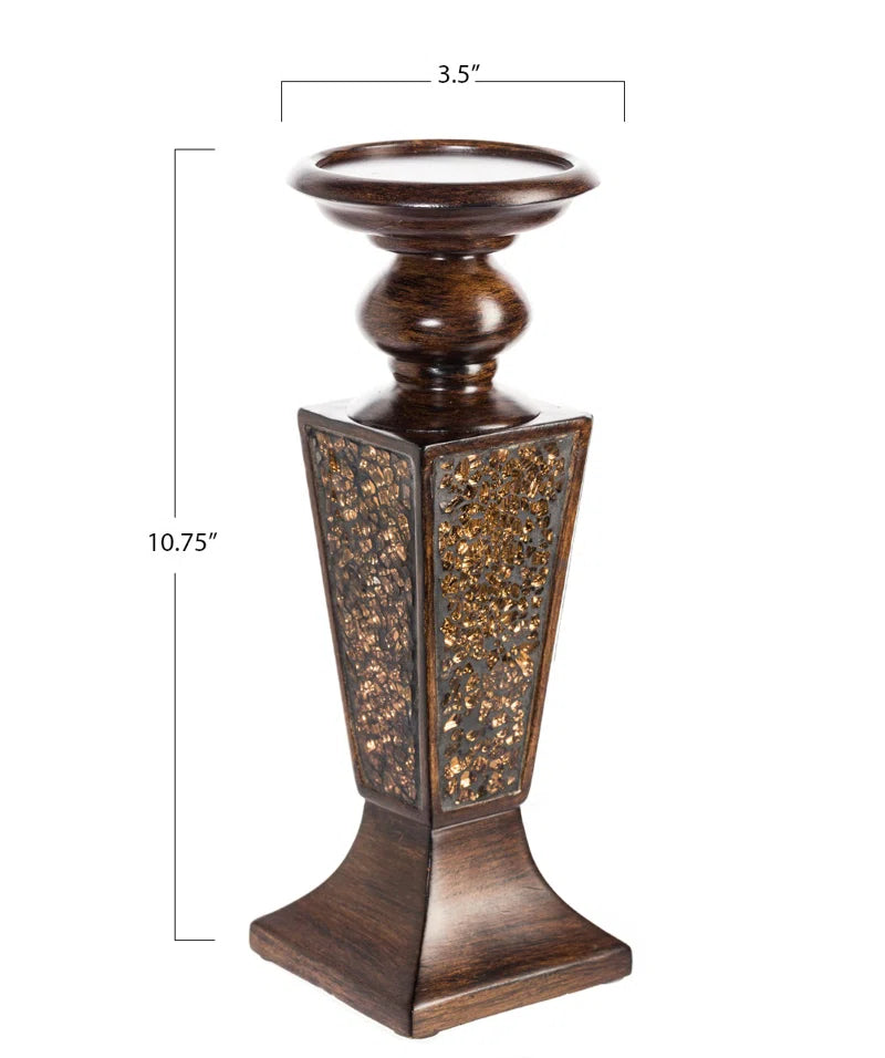 Decorative Polyresin Crackled Mosaic Candlestick