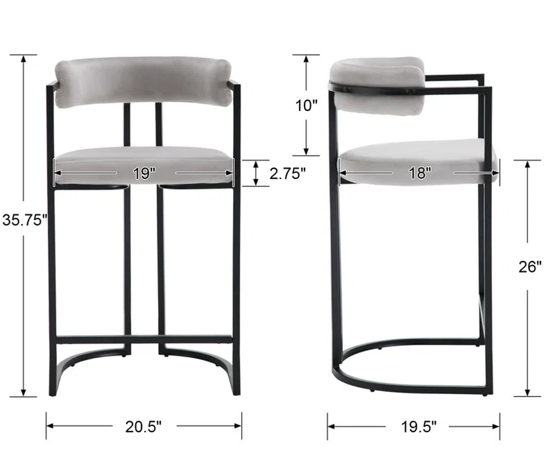 Modern Upholstered Hollow Bar Stool with Armrests and Footrests, Barrel High Stools