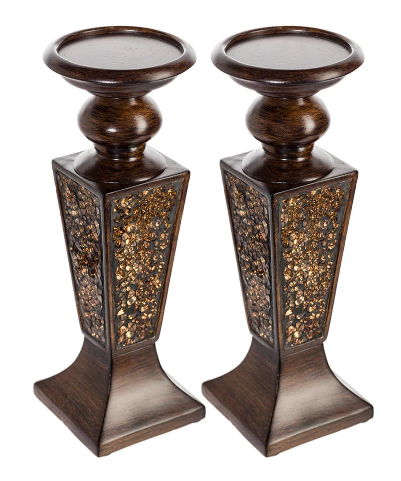 Decorative Polyresin Crackled Mosaic Candlestick