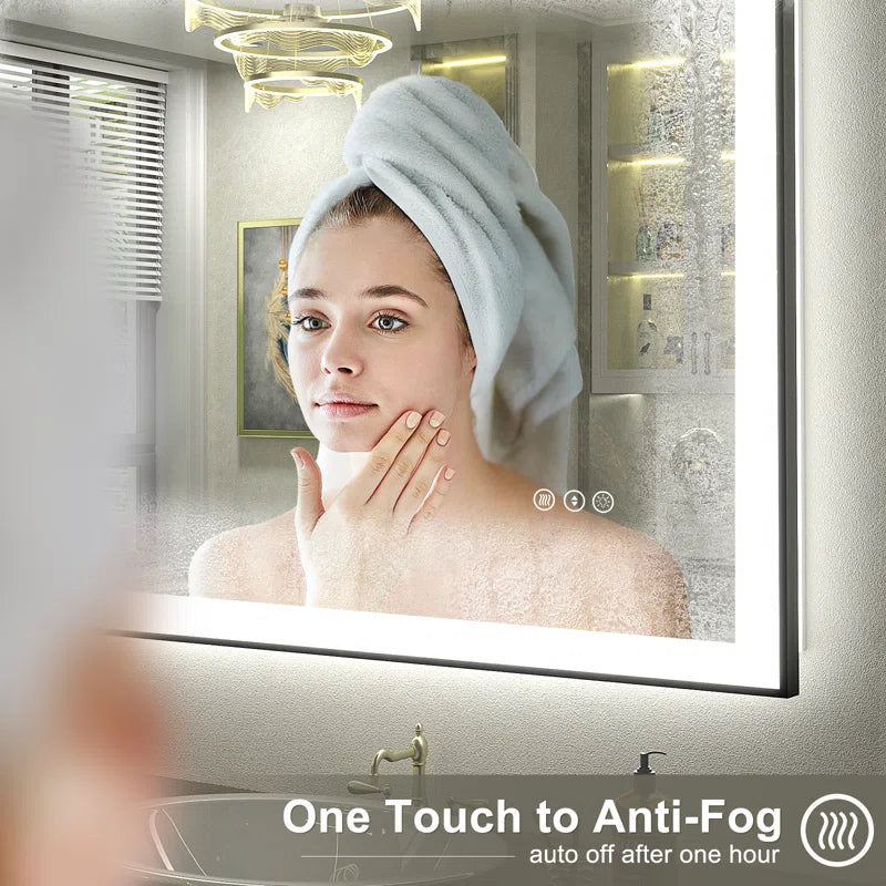 Aevar Super Bright Front & Back LED Lighted Anti-Fog Aluminum Alloy Framed Tempered Glass Bathroom/Vanity Mirror with ETL & 3-Year Warranty