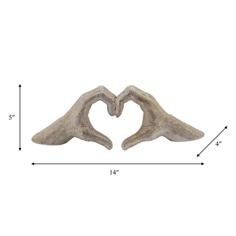 Modern Stoneware Ceramic Hand Heart Decorative Sculpture