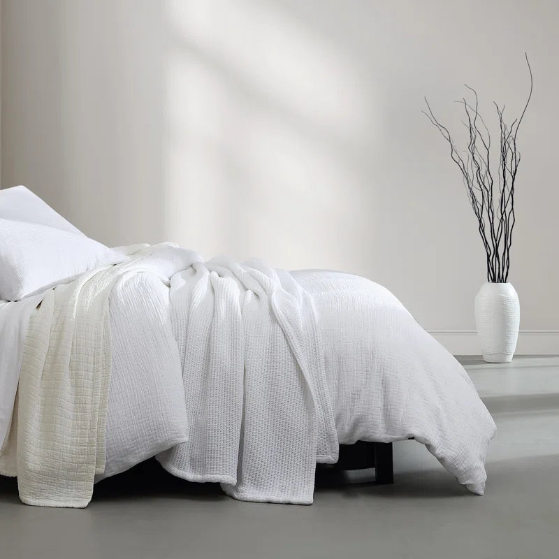 Washed Texture Solid Cotton Duvet Cover Set