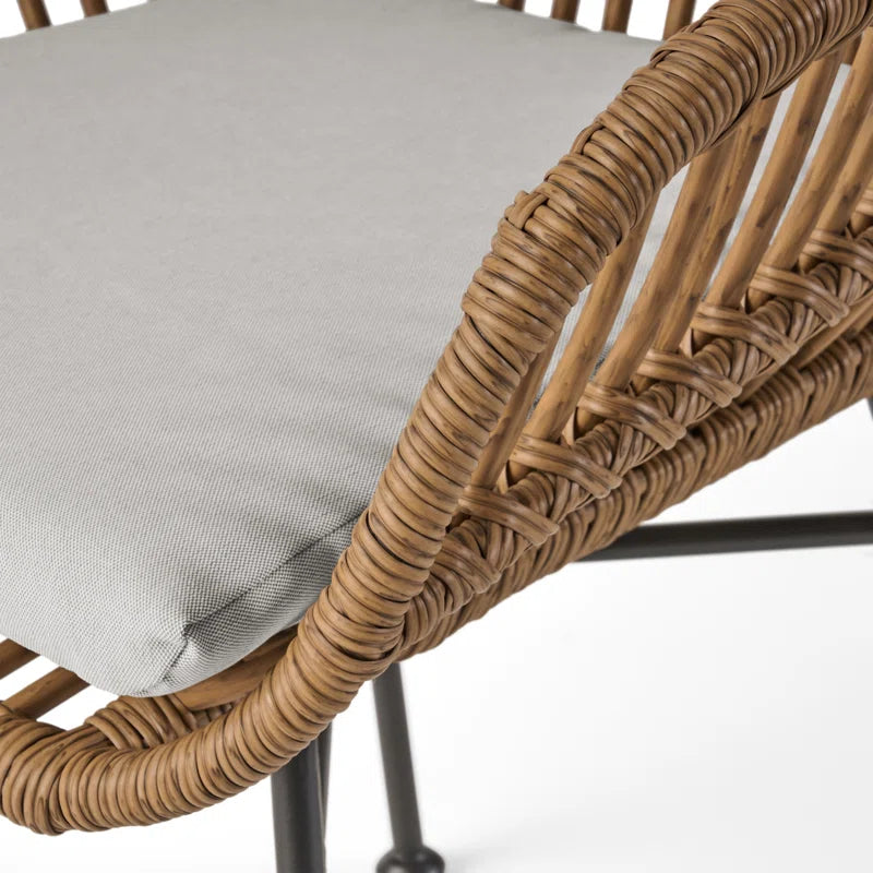 Aaronn Outdoor Woven Patio Chair with Cushions