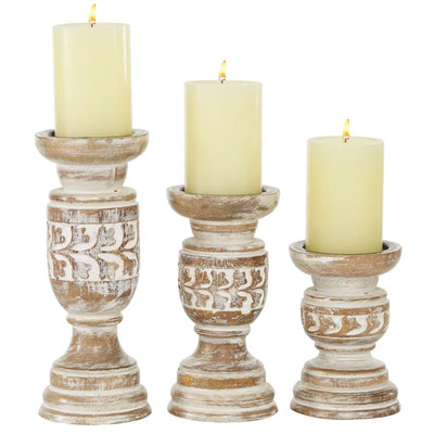 10.1'' H Solid Wood Tabletop Candlestick