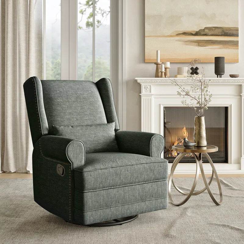 34" Wide Upholstered Manual Swivel Rocking Recliner