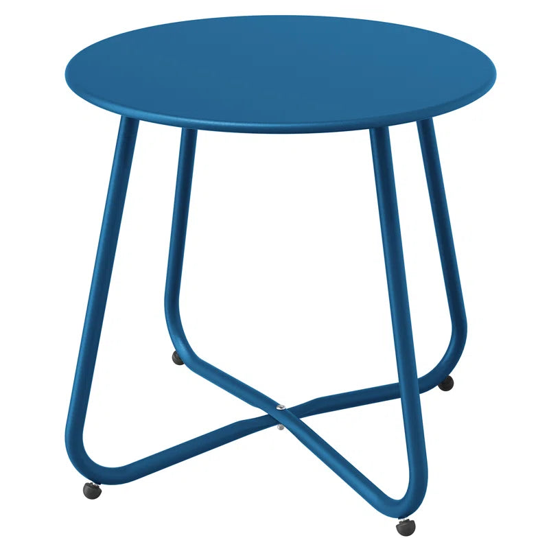 Steel Patio Side Table, Weather Resistant Outdoor round End Table