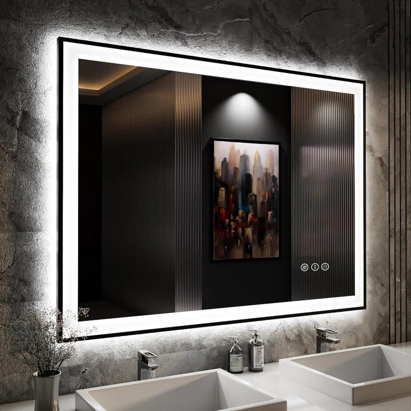 Aevar Super Bright Front & Back LED Lighted Anti-Fog Aluminum Alloy Framed Tempered Glass Bathroom/Vanity Mirror with ETL & 3-Year Warranty