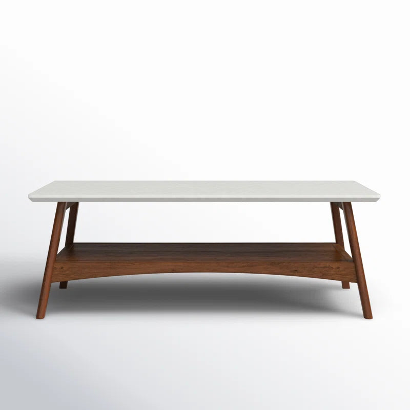 Parker Modern Coffee Table with Open Shelf & White Top