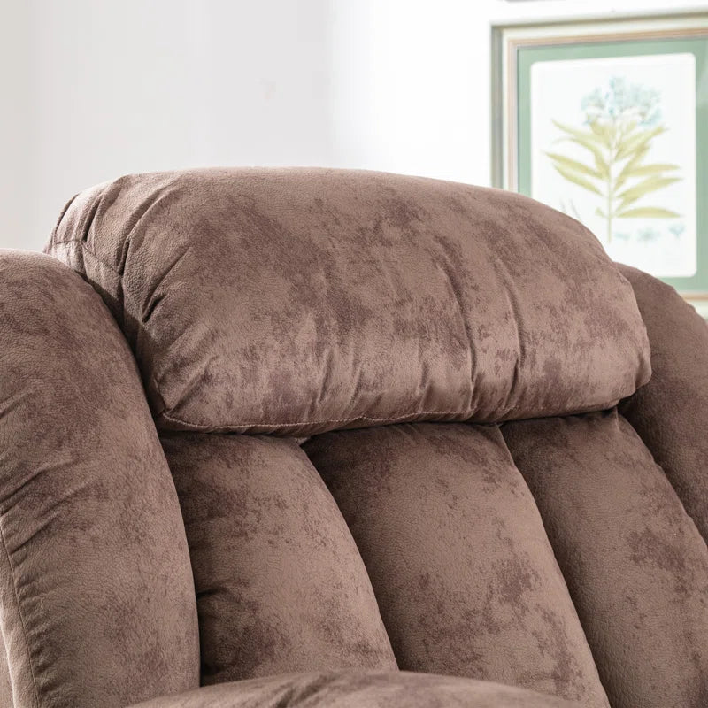 37.4" Wide Contemporary Compact Microfiber Swivel Rocker Manual Recliner Chair with Heat and Massage