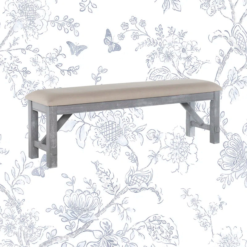 Gigi 60" Solid Wood and Upholstered Farmhouse Dining Bench