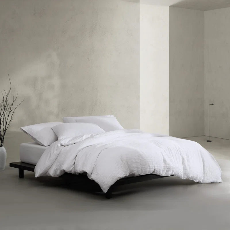 Washed Texture Solid Cotton Duvet Cover Set