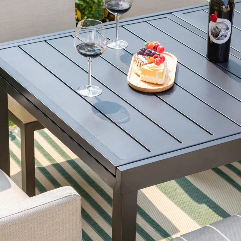 Alyah Extendable Rectangular Steel Outdoor Dining Table