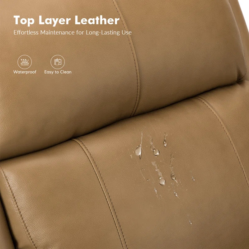 Anouschka 30.5" Wide Swivel Rocking Genuine Leather Manual Recliner