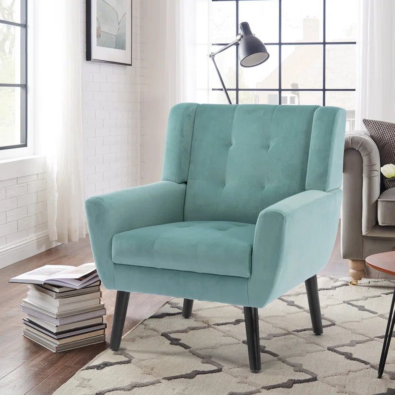 Tufted Upholstered Wide Back Armchair