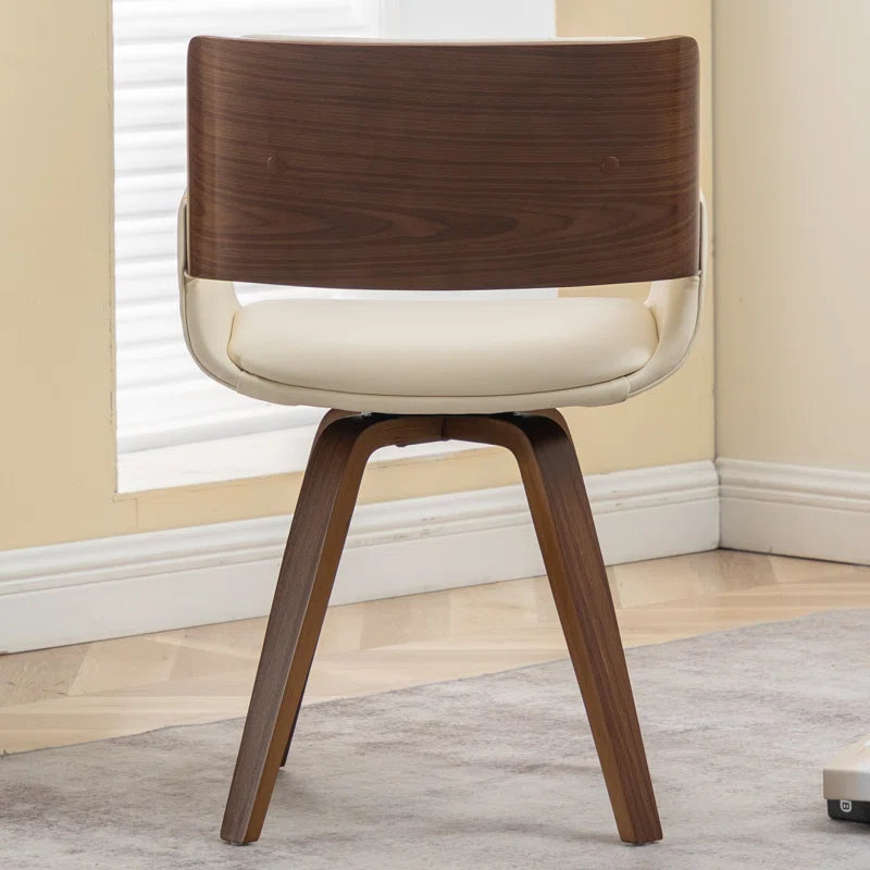 Faux Leather Upholstered Swivel Dining Armchair