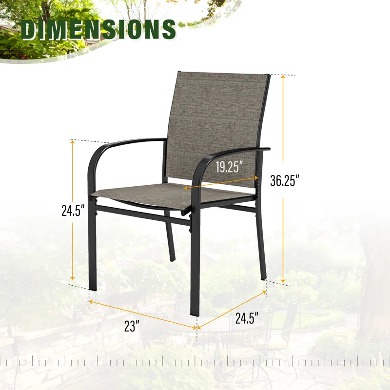 Argyri Powder-Coated Steel Outdoor Dining Armchair