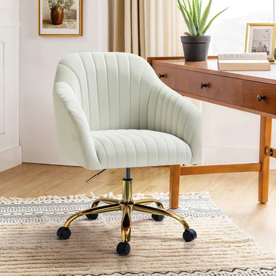 Adan Modern Velvet Task Chair with Wood Frame and Back