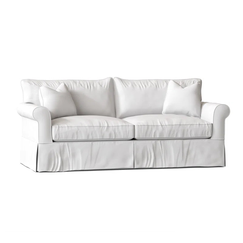 Amari 84" Rolled Arm Slipcovered Sleeper Sofa with Reversible Cushions