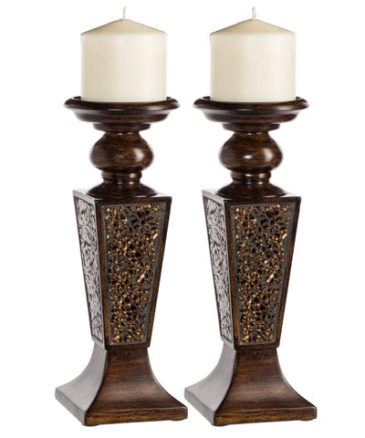 Decorative Polyresin Crackled Mosaic Candlestick
