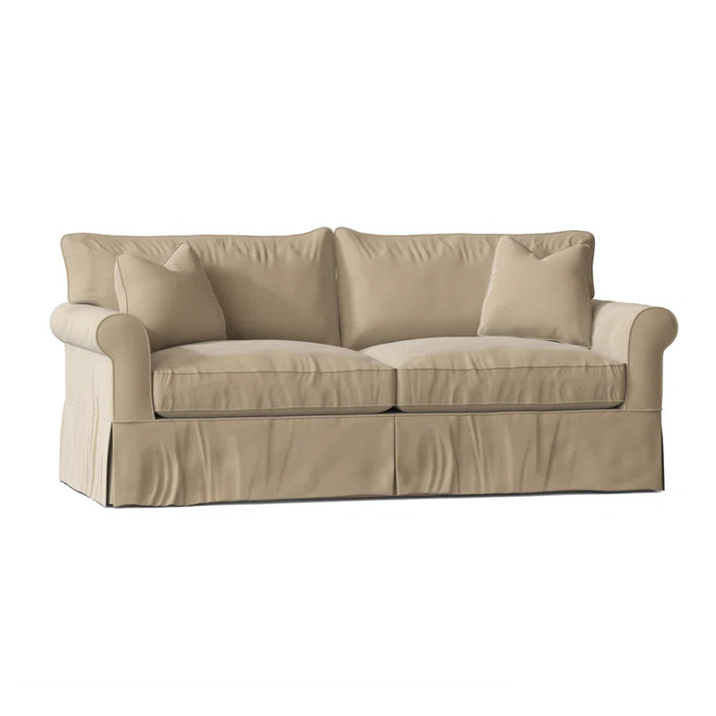 Amari 84" Rolled Arm Slipcovered Sleeper Sofa with Reversible Cushions