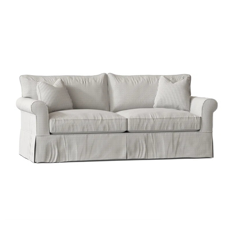 Amari 84" Rolled Arm Slipcovered Sleeper Sofa with Reversible Cushions