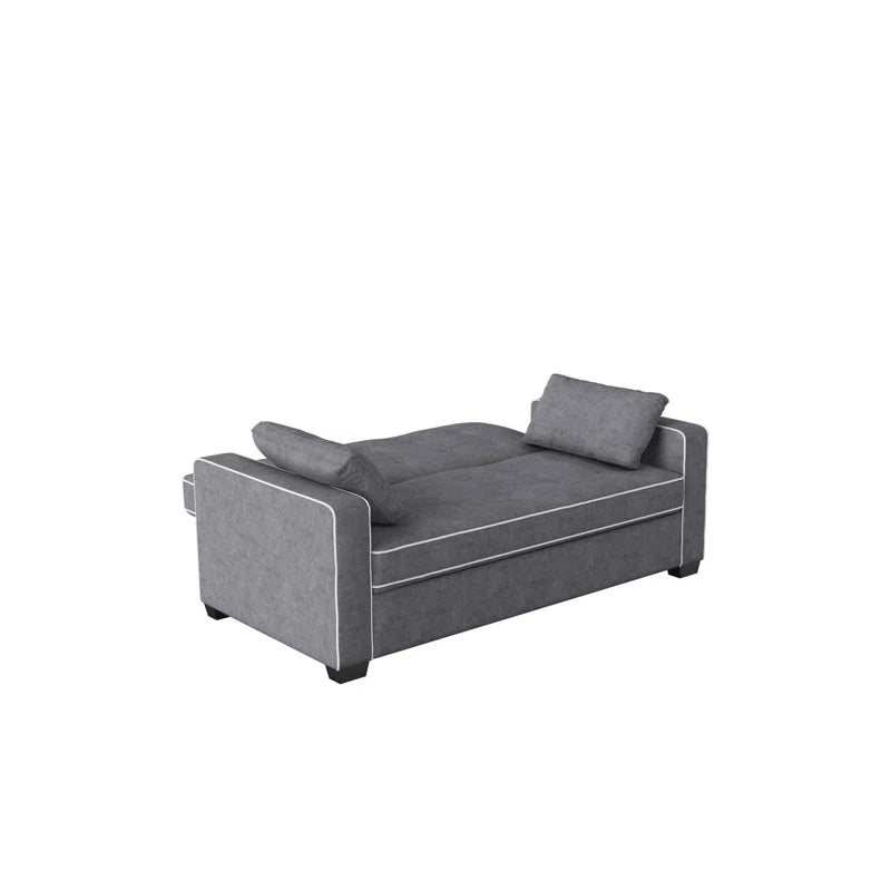 Monroe 72.6" Queen Square Arm Tufted Back Convertible Sleeper Sofa with Cushions