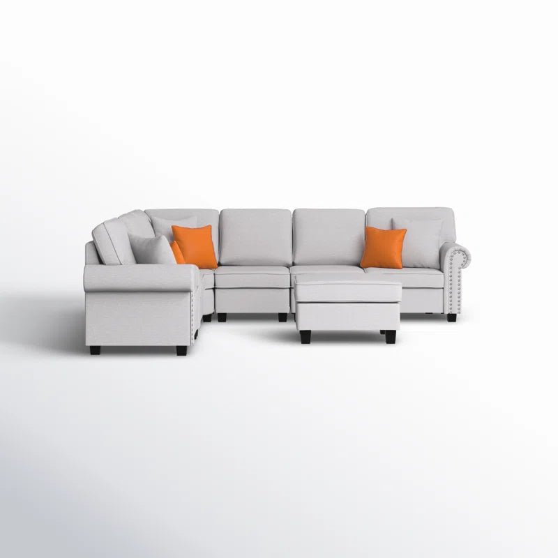 Kettner 136.35" Wide Reversible Modular Corner Sectional with Ottoman