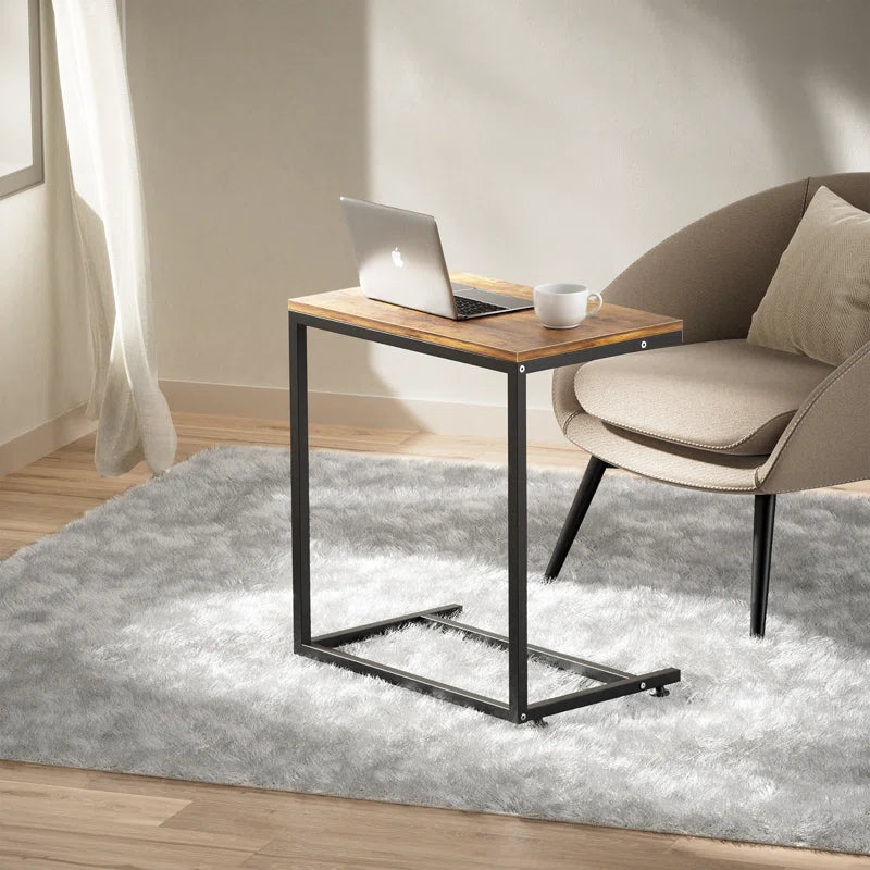Gilsum Wood C Table End Table with Metal Base for Sofa, Bed Side