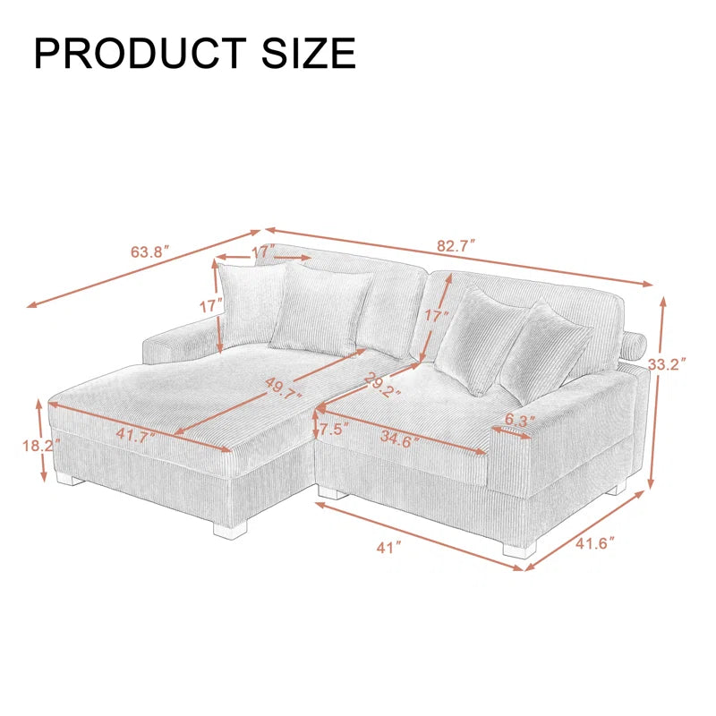 Milbrey 2 - Piece Corduroy Sectional