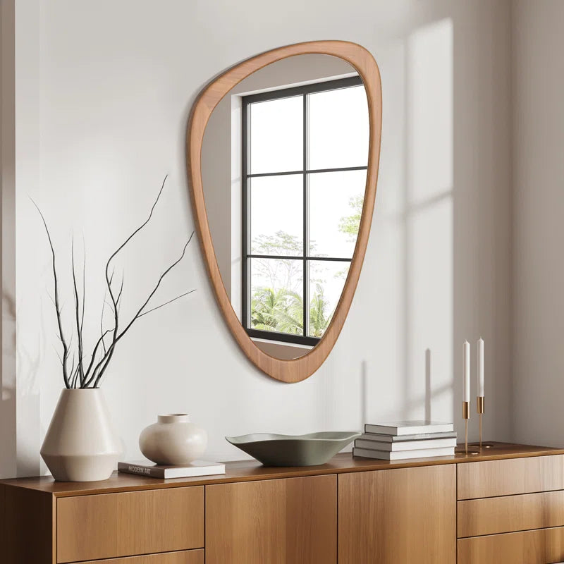 Cotesfield Wood Accent Mirror Irregular Decorative Mirror Asymmetrical Mirror