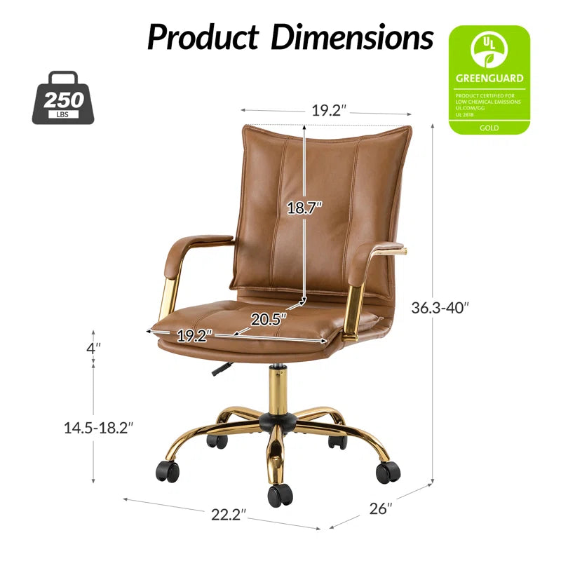 Lundgren Faux Leather Task Chair with Padded Arms