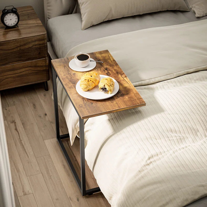 Gilsum Wood C Table End Table with Metal Base for Sofa, Bed Side