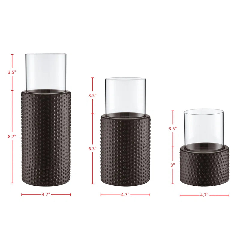3 Piece Iron Tabletop Hurricane Holder Set