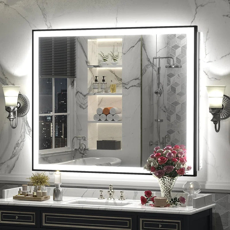 Aevar Super Bright Front & Back LED Lighted Anti-Fog Aluminum Alloy Framed Tempered Glass Bathroom/Vanity Mirror with ETL & 3-Year Warranty