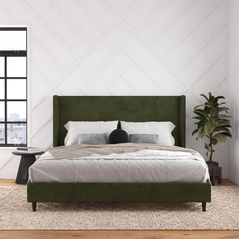 Birzer King Upholstered Wingback Bed