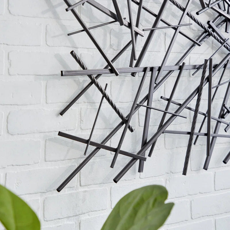 Black Metal Overlapping Lines Geometric Home Wall Decor