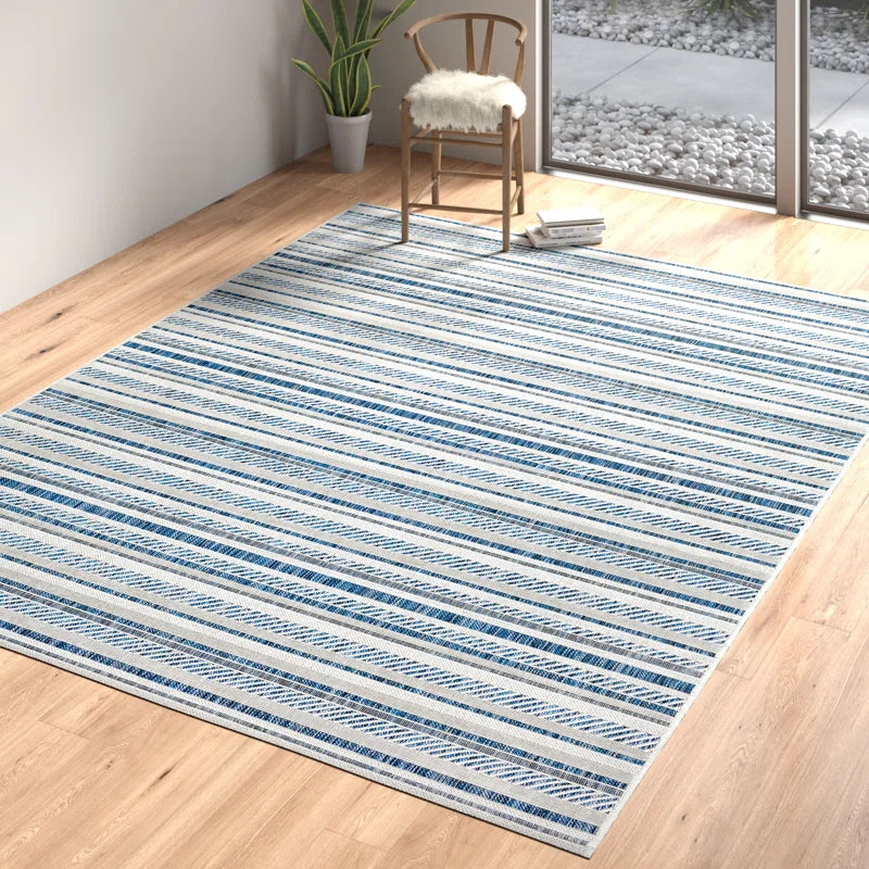 Bellino Striped Denim Indoor/Outdoor Area Rug