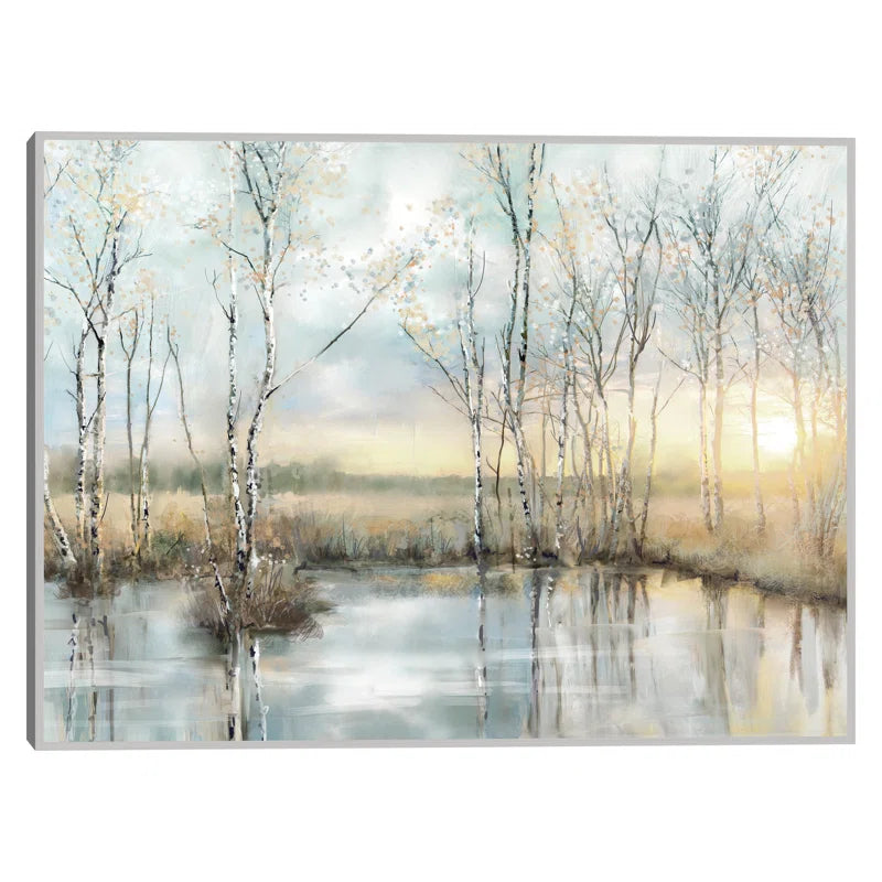 Calm Reflections by Studio Arts Meadow Birch Trees Canvas Art Print