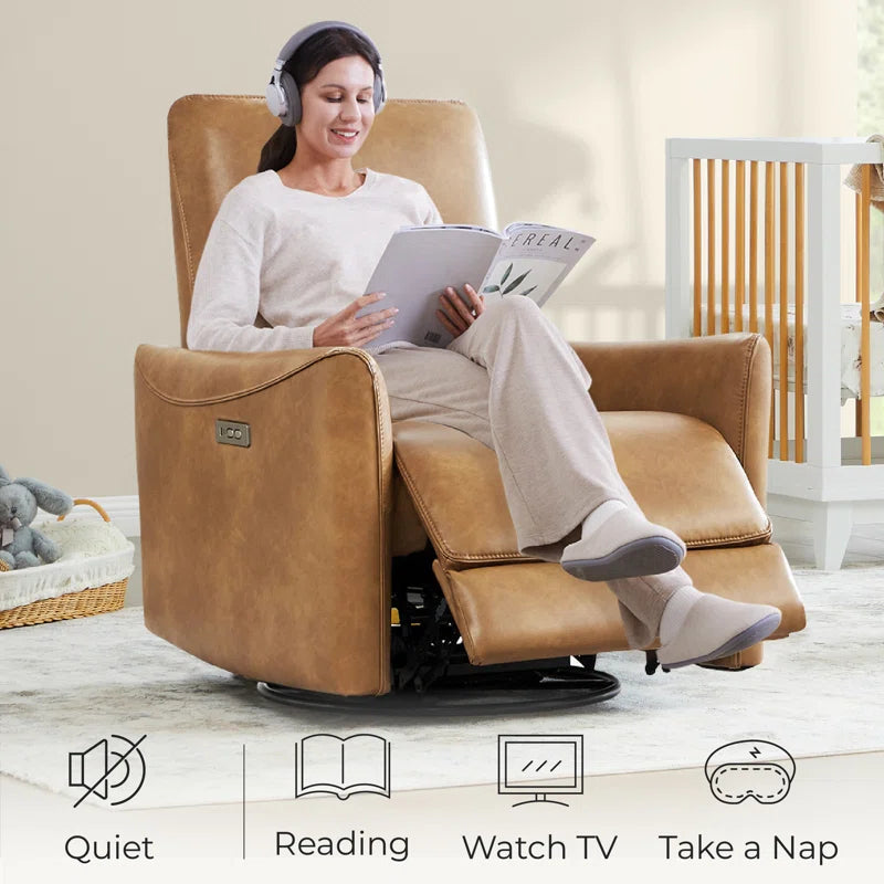 Mikkel Vegan Leather Swivel Power Recliner