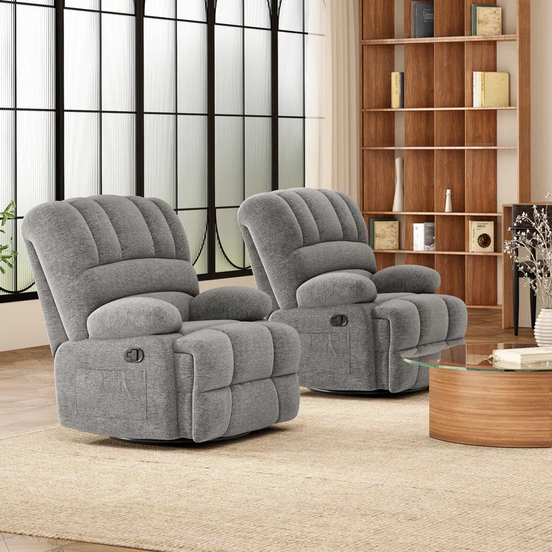Heald 40.94"W Upholstered Swivel Rocker Recliner