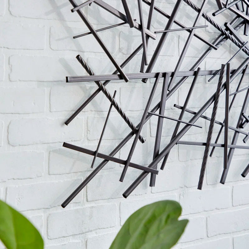 Black Metal Overlapping Lines Geometric Home Wall Decor