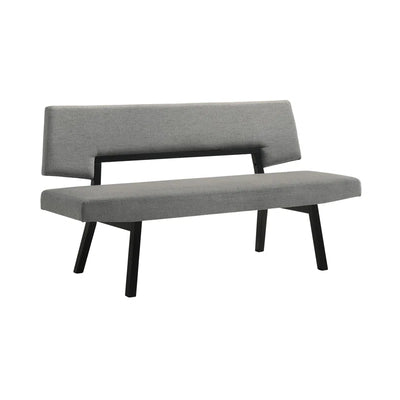 Jeiren 63" Wide Upholstered Dining Bench with Back in Rubberwood and Fabric