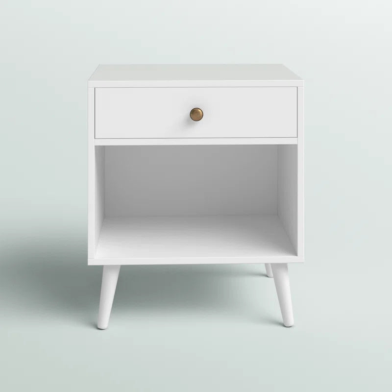 Vansant 1 - Drawer Nightstand with Drawer and Open Compartment, Solid Wood Legs