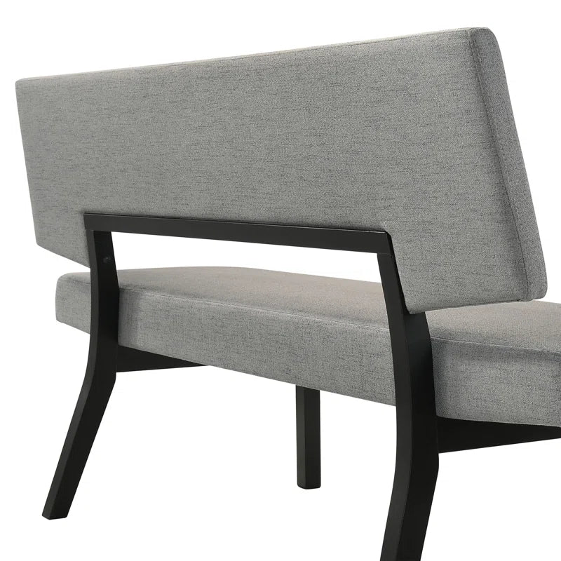 Jeiren 63" Wide Upholstered Dining Bench with Back in Rubberwood and Fabric