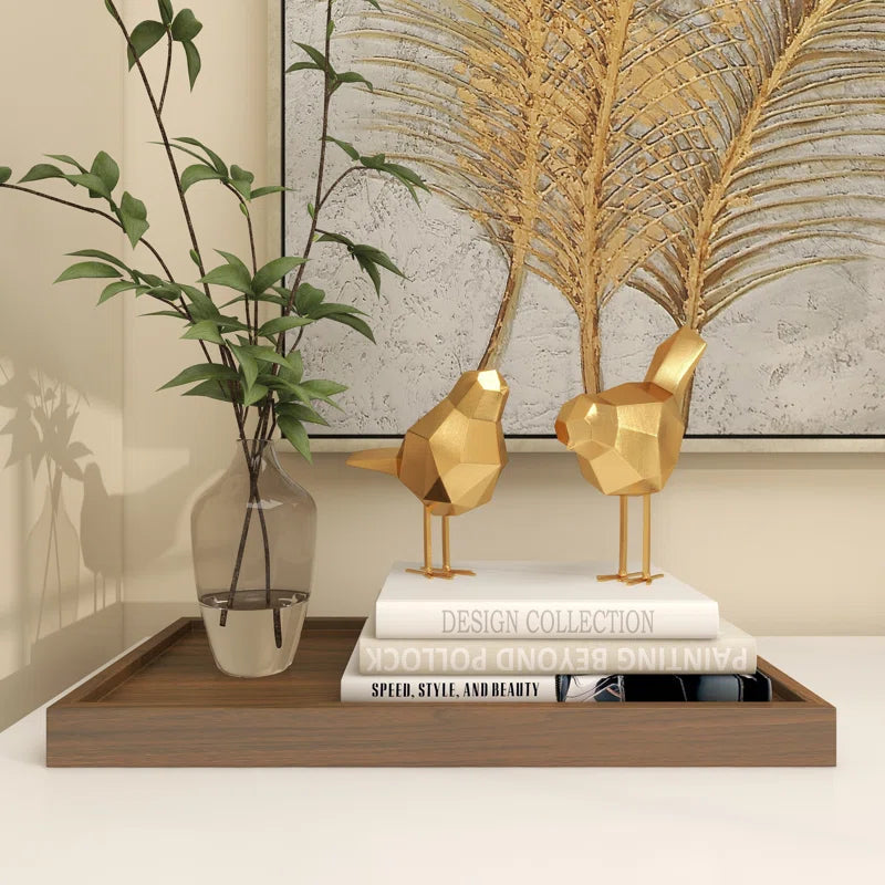 Polystone Bird Decorative Sculpture with Origami Accents