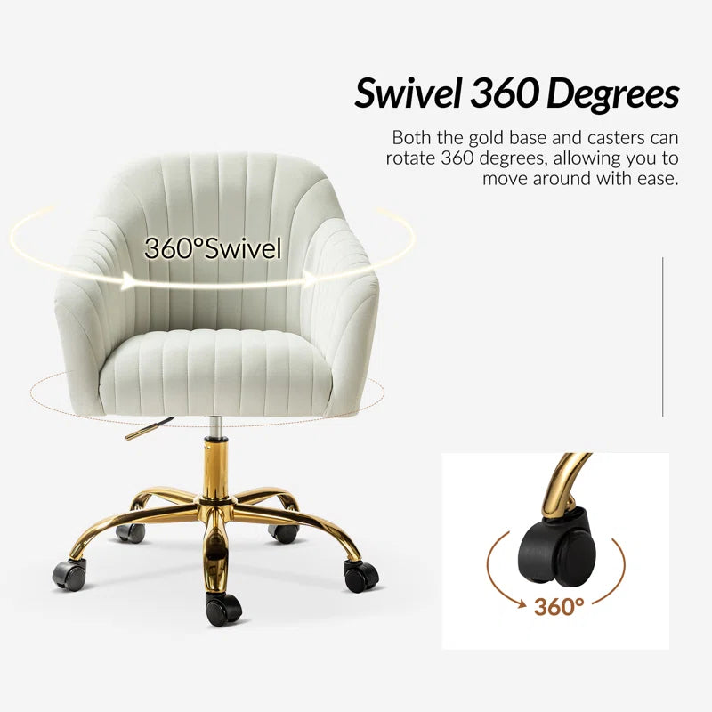 Adan Modern Velvet Task Chair with Wood Frame and Back