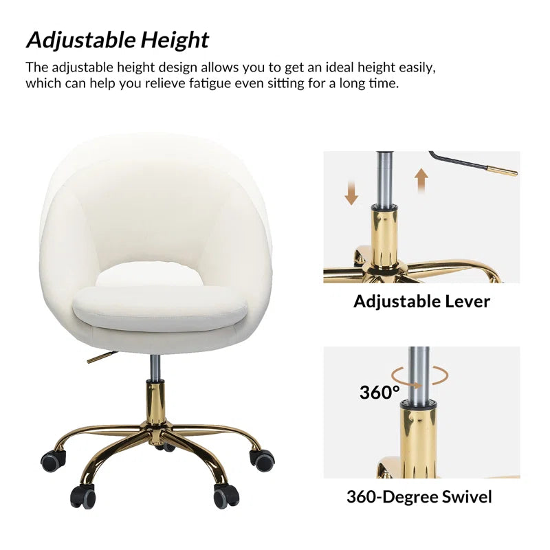 Louise Velvet Modern Task Chair with Ergonomic Design